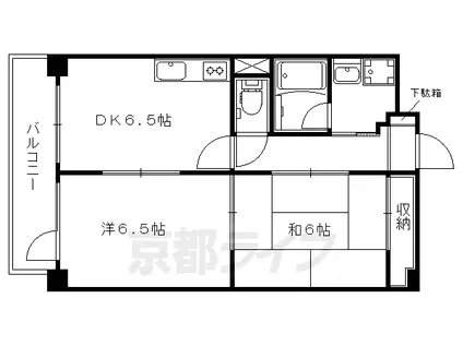 阪急電鉄京都線 大宮駅(京都) 徒歩7分 6階建 築32年(2DK/5階)の間取り写真