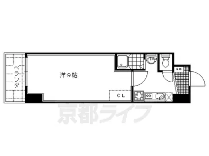 阪急電鉄京都線 西京極駅 徒歩13分 7階建 築18年(1K/2階)の間取り写真