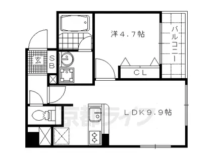 阪急電鉄京都線 大宮駅(京都) 徒歩7分 7階建 築18年(1LDK/1階)の間取り写真