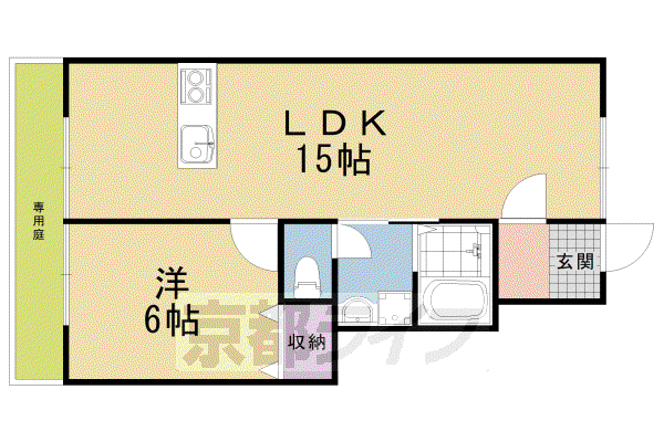阪急電鉄嵐山線 松尾大社駅 徒歩18分 2階建 築18年(1LDK/1階)の間取り写真