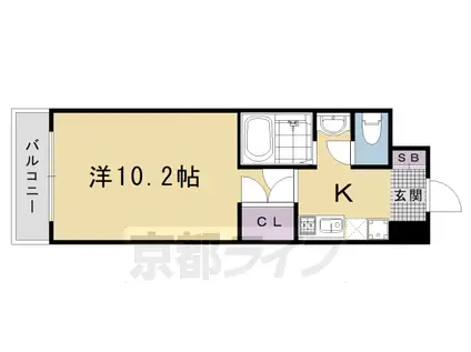 阪急電鉄京都線 西京極駅 徒歩7分 5階建 築18年(1K/2階)の間取り写真