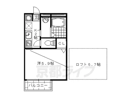 ロフティ四条大宮(1K/2階)の間取り写真