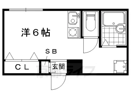 京都市東西線 西大路御池駅 徒歩7分 3階建 築36年(ワンルーム/2階)の間取り写真