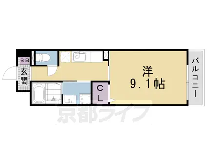 東海道本線 西大路駅 徒歩17分 6階建 築17年(1K/6階)の間取り写真