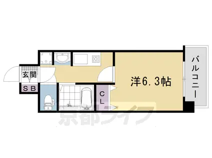 東海道本線 西大路駅 徒歩10分 10階建 築18年(1K/6階)の間取り写真