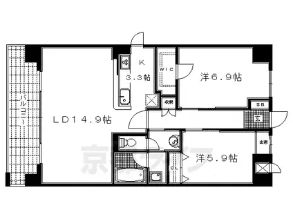 阪急電鉄京都線 西京極駅 徒歩18分 10階建 築18年(2LDK/5階)の間取り写真