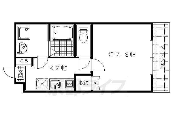 山陰本線 太秦駅(JR) 徒歩12分 3階建 築18年(1K/1階)の間取り写真