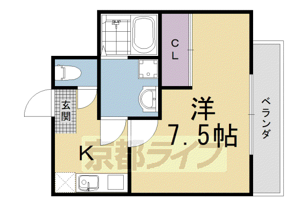 山陰本線 太秦駅(JR) 徒歩12分 3階建 築18年(1K/2階)の間取り写真