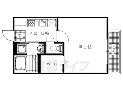 阪急電鉄京都線 西院駅(阪急) 徒歩12分 2階建 築17年(1K/2階)の間取り写真