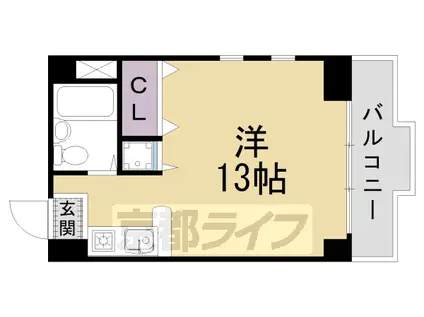 東海道本線 西大路駅 徒歩17分 5階建 築35年(ワンルーム/4階)の間取り写真