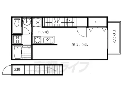 ベルリード二条(1K/2階)の間取り写真