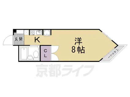 阪急電鉄京都線 西京極駅 徒歩7分 4階建 築37年(1K/4階)の間取り写真