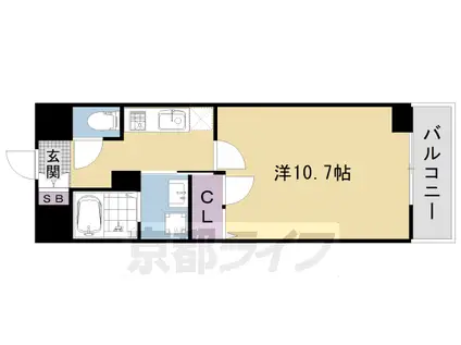 京都市東西線 西大路御池駅 徒歩6分 7階建 築17年(1K/7階)の間取り写真