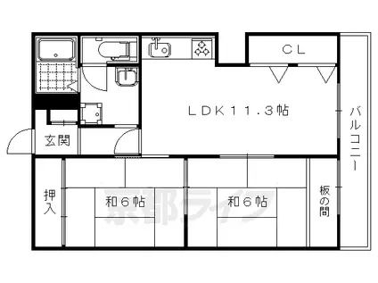 日商岩井朱雀マンション(2LDK/11階)の間取り写真