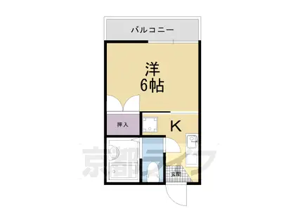 阪急電鉄京都線 西院駅(阪急) 徒歩12分 2階建 築43年(1K/2階)の間取り写真