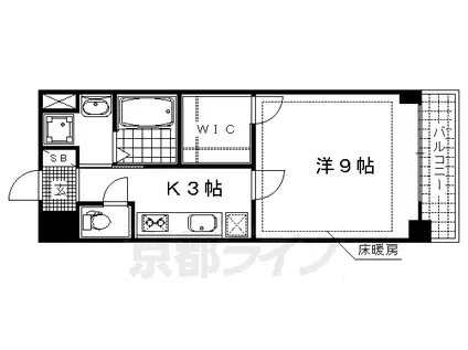 京都市東西線 太秦天神川駅 徒歩1分 5階建 築17年(1K/5階)の間取り写真