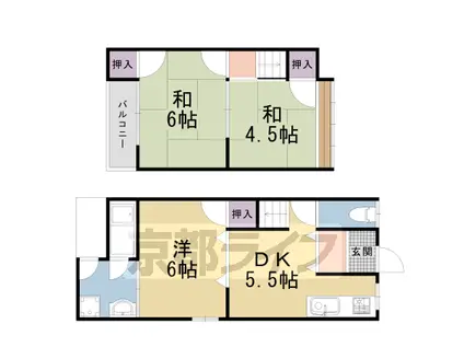 阪急電鉄嵐山線 松尾大社駅 徒歩14分 2階建 築53年(3DK)の間取り写真