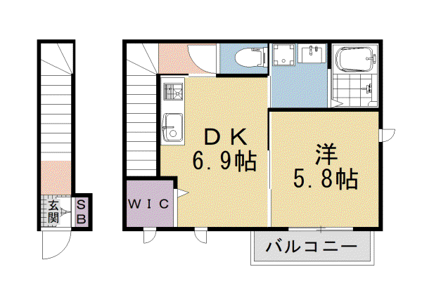 シャーメゾン桂離宮東(1LDK/2階)の間取り写真