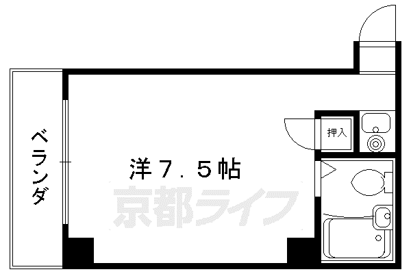 ヴィオス四条(ワンルーム/2階)の間取り写真