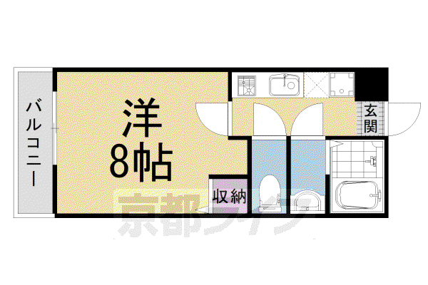 フラッティ天神川三条(1K/3階)の間取り写真