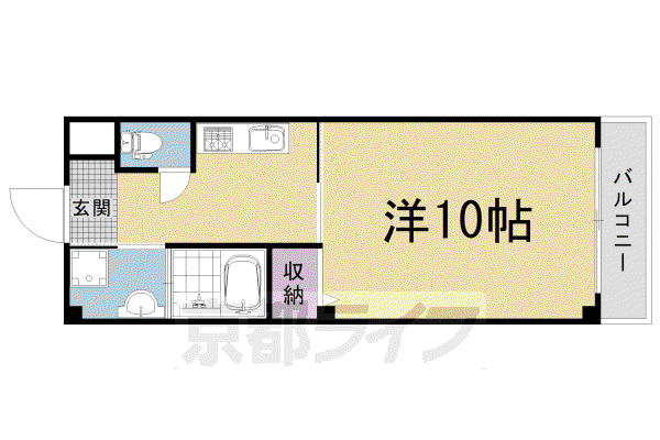 阪急電鉄京都線 大宮駅(京都) 徒歩8分 3階建 築9年(1K/2階)の間取り写真