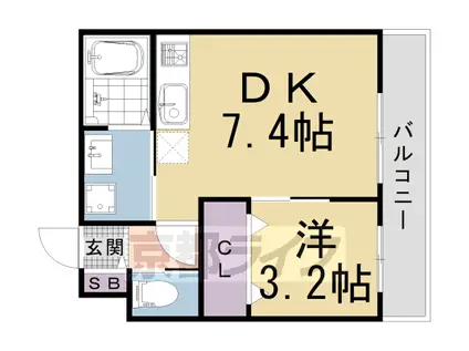 マレッタ京都天神川(1DK/3階)の間取り写真