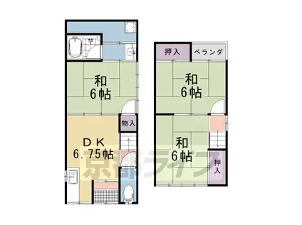 阪急電鉄京都線 西向日駅 徒歩39分 2階建 築49年(3DK)の間取り写真