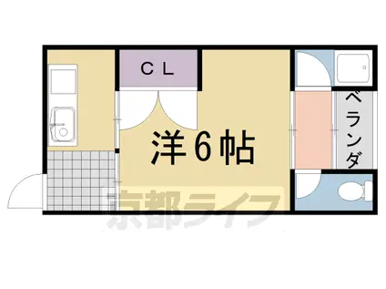 阪急電鉄京都線 桂駅 徒歩8分 3階建 築53年(1K/3階)の間取り写真