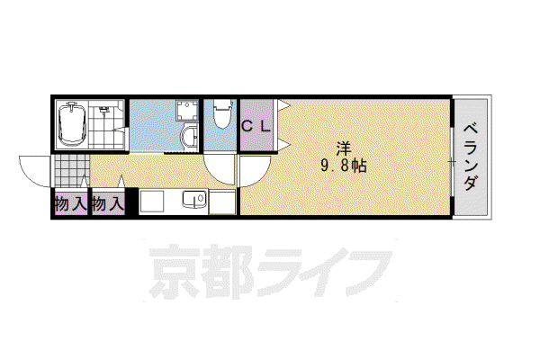 東海道本線 桂川駅(京都) 徒歩10分 2階建 築18年(1K/1階)の間取り写真