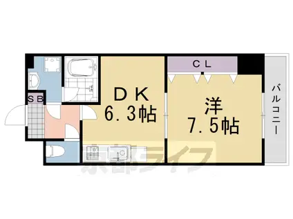 阪急電鉄京都線 洛西口駅 徒歩45分 4階建 築17年(1DK/2階)の間取り写真