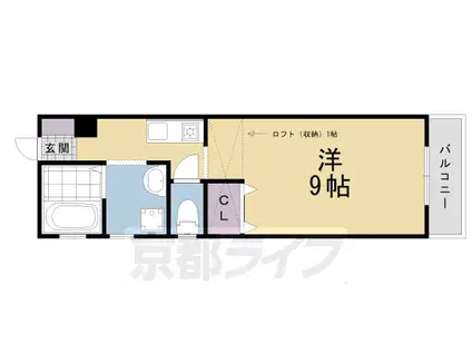 阪急電鉄京都線 桂駅 徒歩3分 2階建 築17年(1K/2階)の間取り写真