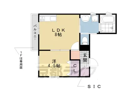 阪急電鉄京都線 桂駅 徒歩6分 2階建 築8年(1DK/2階)の間取り写真