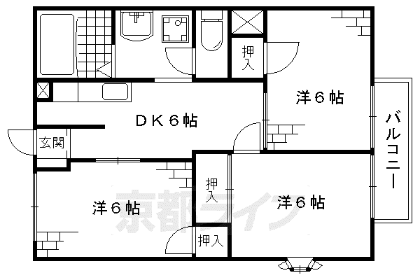 カーム高木(3DK/1階)の間取り写真