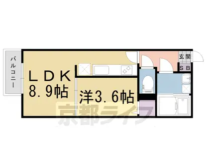 阪急電鉄京都線 桂駅 徒歩7分 3階建 築8年(1LDK/2階)の間取り写真