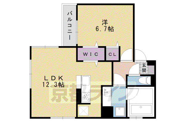 阪急電鉄京都線 桂駅 徒歩8分 2階建 築7年(1LDK/2階)の間取り写真