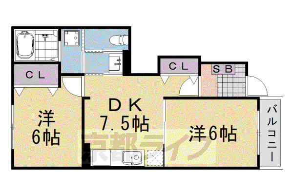 雅 壱番館(2DK/1階)の間取り写真
