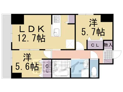 東海道本線 桂川駅(京都) 徒歩7分 7階建 築6年(2LDK/5階)の間取り写真