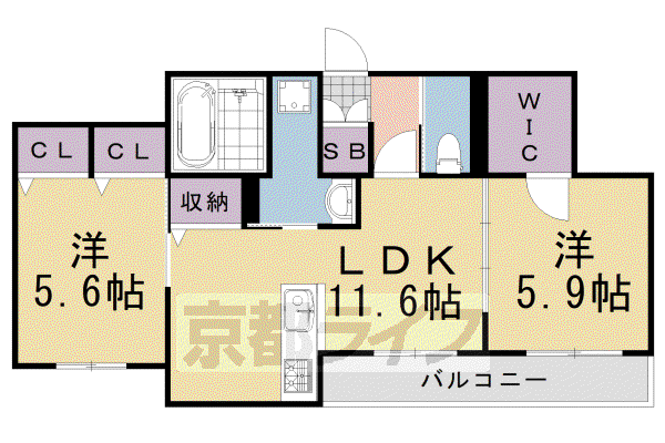 シャーメゾン レビエ(2LDK/1階)の間取り写真