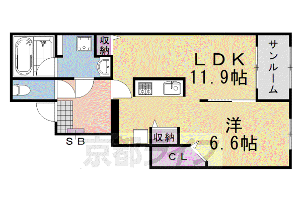 雅 伍番舘(1LDK/1階)の間取り写真