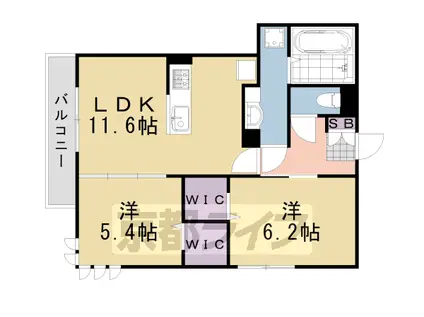阪急電鉄京都線 桂駅 徒歩7分 3階建 築6年(2LDK/1階)の間取り写真