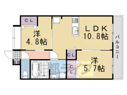 パラディースせいま(2LDK/2階)の間取り写真