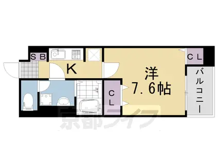 東海道本線 桂川駅(京都) 徒歩12分 5階建 築5年(1K/4階)の間取り写真