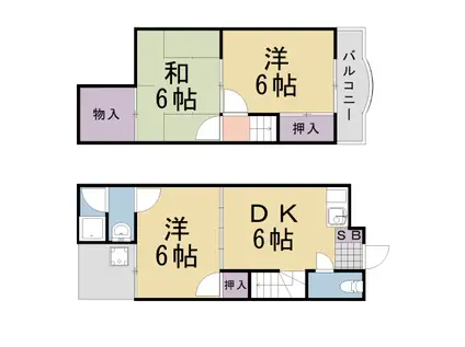 樫原グリーンハイツ(3DK/1階)の間取り写真