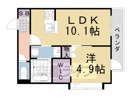 阪急電鉄嵐山線 上桂駅 徒歩2分 4階建 築7年(1LDK/2階)の間取り写真