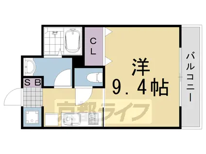 阪急電鉄京都線 桂駅 徒歩7分 4階建 築4年(1K/3階)の間取り写真