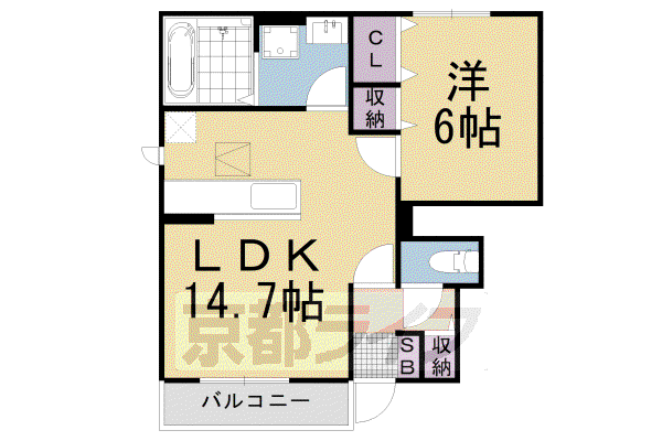 プロムナード椿(1LDK/1階)の間取り写真