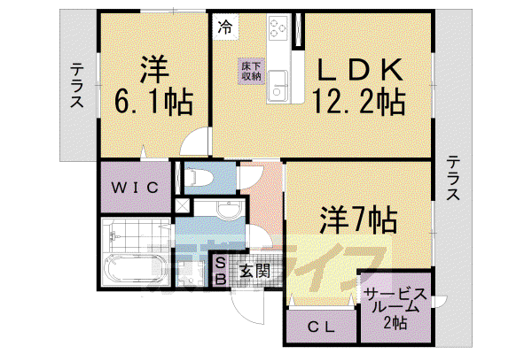 京都市東西線 御陵駅 徒歩11分 3階建 築5年(2SLDK/1階)の間取り写真