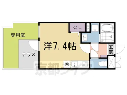 京都市東西線 椥辻駅 徒歩6分 3階建 築4年(ワンルーム/1階)の間取り写真