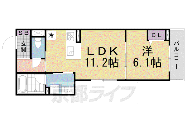 VIA SOLE やましな(1LDK/2階)の間取り写真