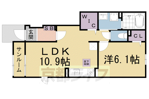 ヴィラやす(1LDK/1階)の間取り写真